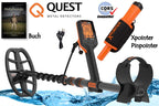 Quest X5 IDMaxX Metalldetektor & Xpointer Pinpointer (orange) & Schatzsucherhandbuch