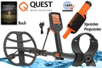 Quest X10 IDmaxX Metalldetektor & Xpointer Pinpointer (Farbe orange) & Schatzsucherhandbuch