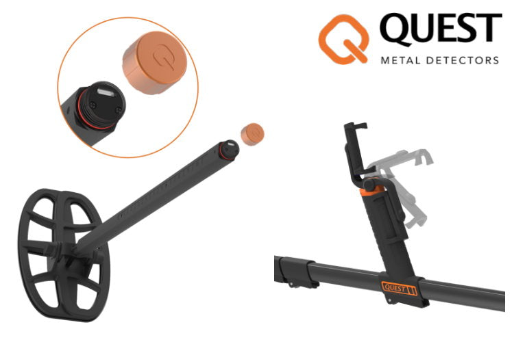 Quest AIR Metalldetektor Befestigung & einlapbare Smartphonehalterung