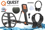 Quest X10 IDmaxX Metalldetektor mit Funkkopfhörer WireFree Lite