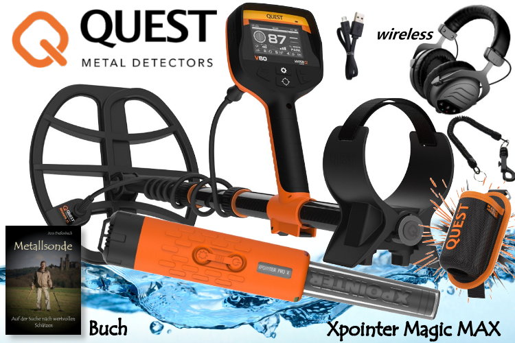QUEST V80 Metalldetektor mit Xpointer Magic MAX